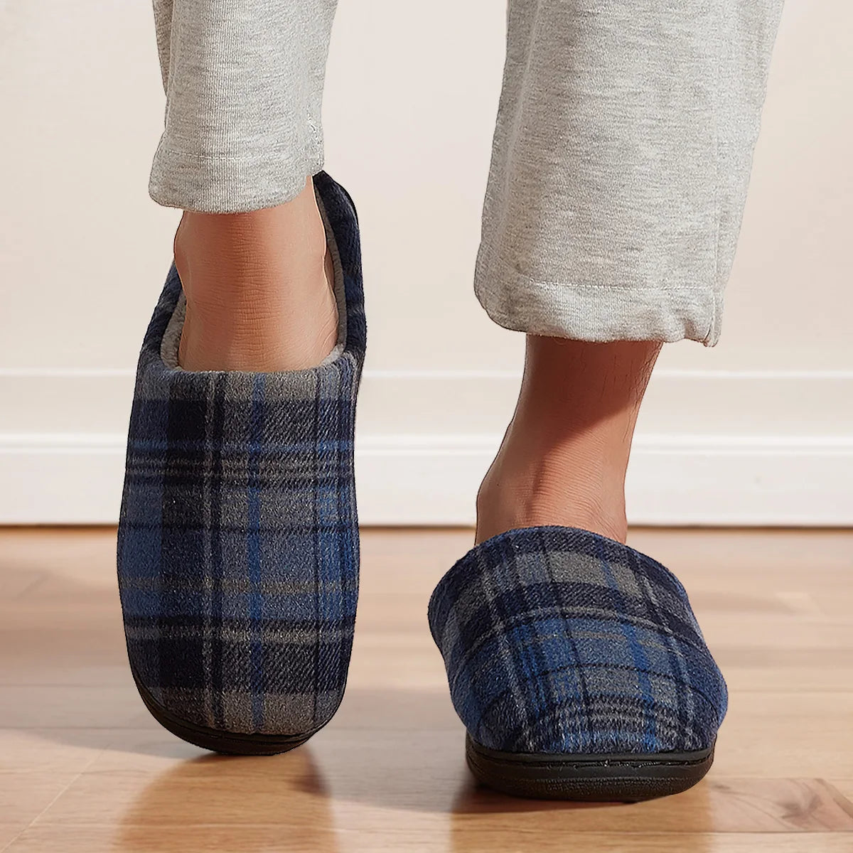 Herren Plüsch Hausschuhe | Bequeme Memory Foam Schuhe | Winter Warm & Weich Schlafzimmer Hausschuhe
