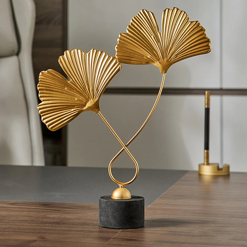 Kreative Ginkgo-Blatt Statue – Schmiedeeiserne Desktop Kunstskulptur als Dekoration und Einzugsgeschenk Kaufschwan®