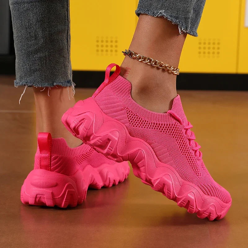 Damen Mesh-Sneaker mit Schnürung – Leichte Atmungsaktive Schuhe | Modische Bequeme Trainings- & Walkingschuhe Kaufschwan®