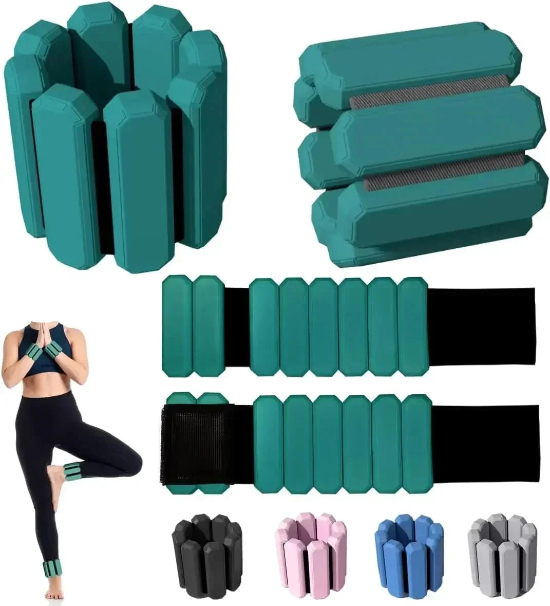 Verstellbare Hand- & Fußgewichte – Tragbare Fitnessarmbänder für Damen & Herren | Gewichte für Arme, Beine, Yoga, Laufen & Fitness Kaufschwan® 1 Paar - 2 Stück - 450 g - grün