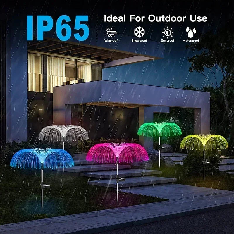 Solar Gartenlichter – Wasserdichte Faseroptik Qualle Rasenlichter für Terrasse, Villa & Hofdekoration Kaufschwan®
