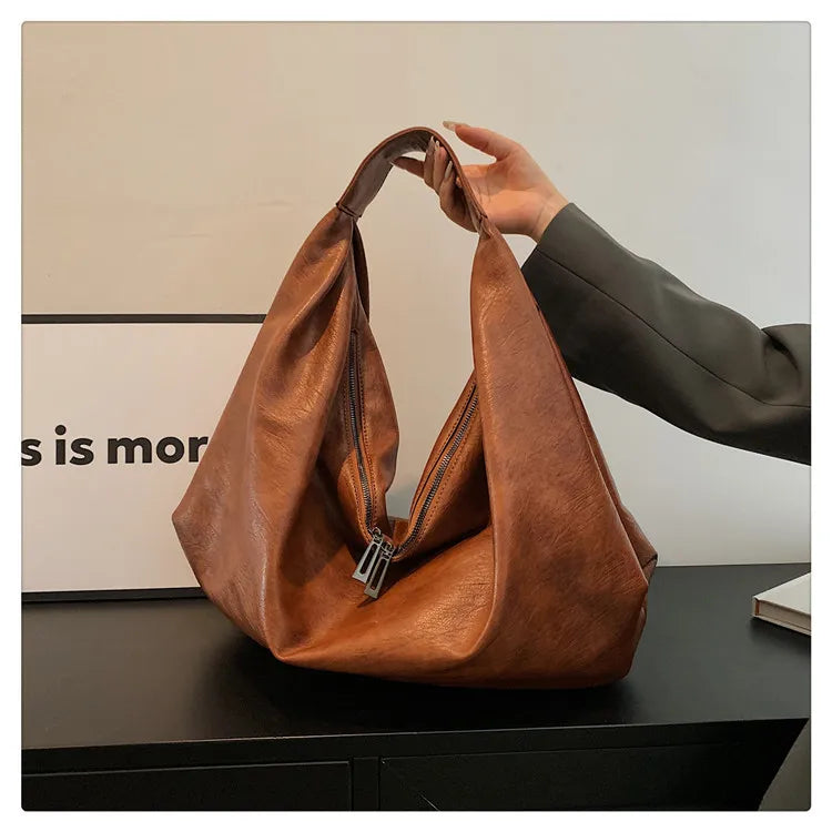 Große Schwarze Schultertasche für Damen – Hobo Shopper Tote | Weiche Leder Umhängetasche für Reisen & Alltag Kaufschwan®