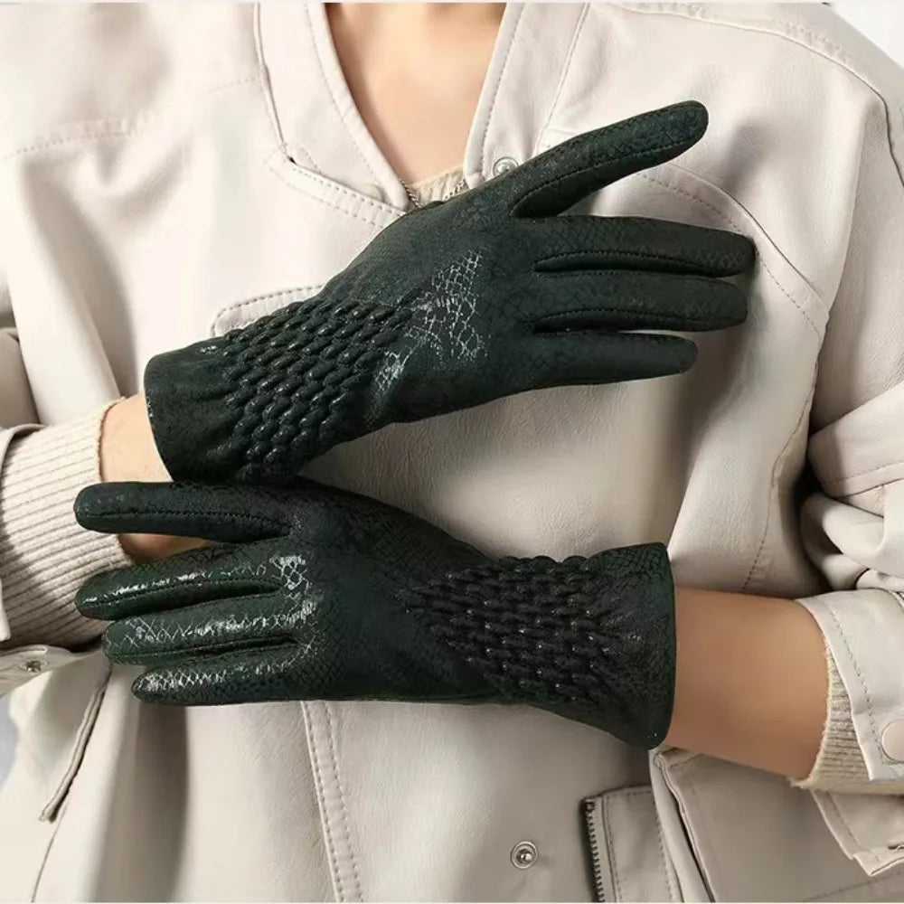Schlangenleder-Muster Winterhandschuhe – Unisex Touchscreen Handschuhe | Warme Modische Handschuhe für Autofahren & Outdoor Kaufschwan®