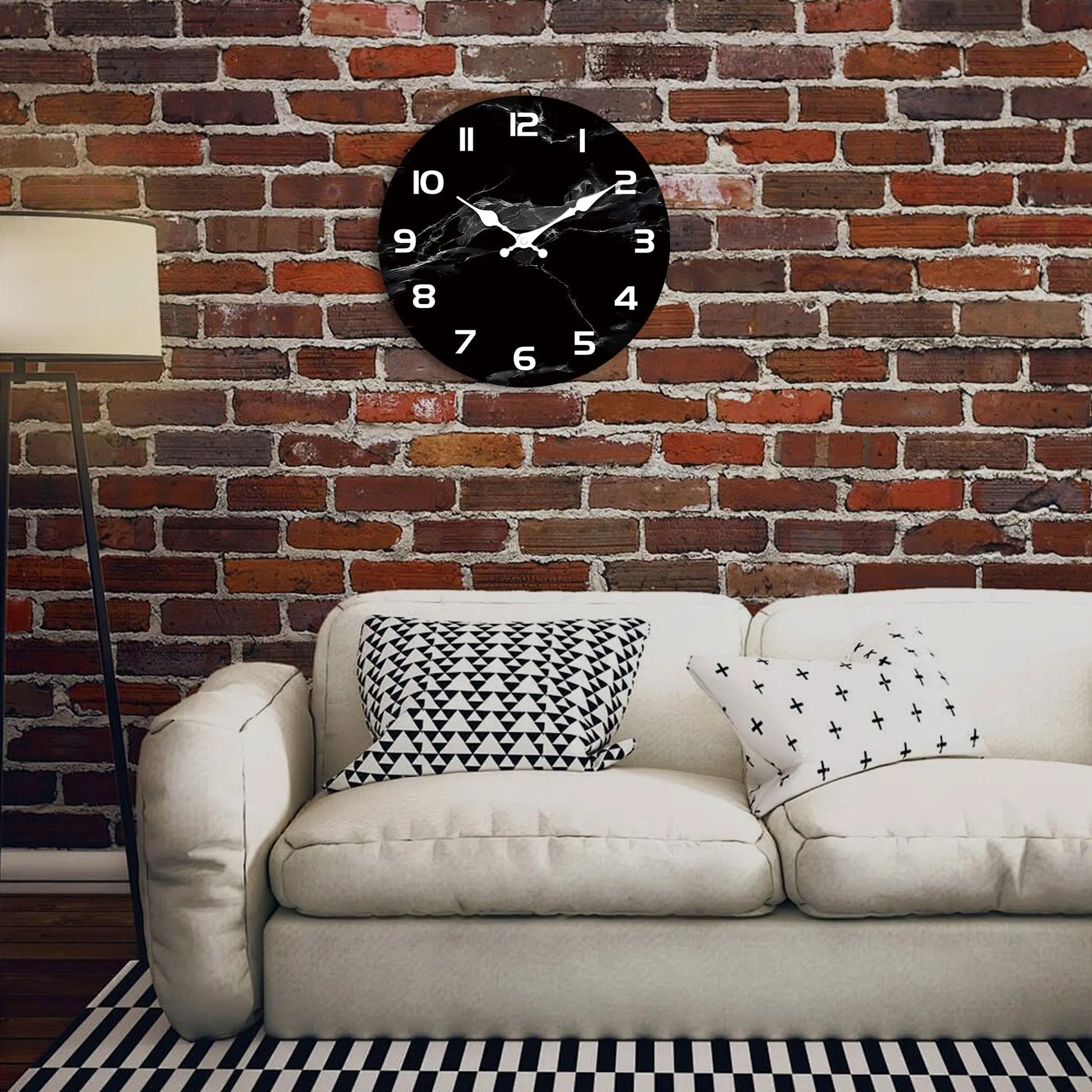 Schwarze Marmor Holz Wanduhr – Leise Moderne Deko Uhr Kaufschwan®