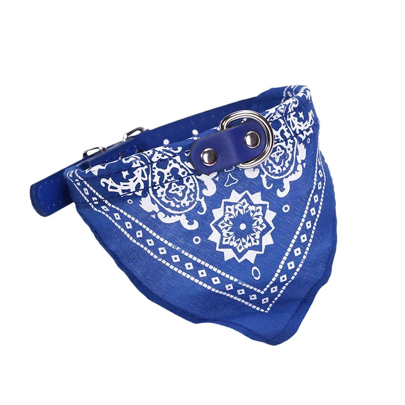 PU Leder Hundehalsband mit Schal Verstellbar Stilvolles Halsband für Kleine Mittelgroße Hunde Welpen Kaufschwan® Blau XS-1.5-3.5kg