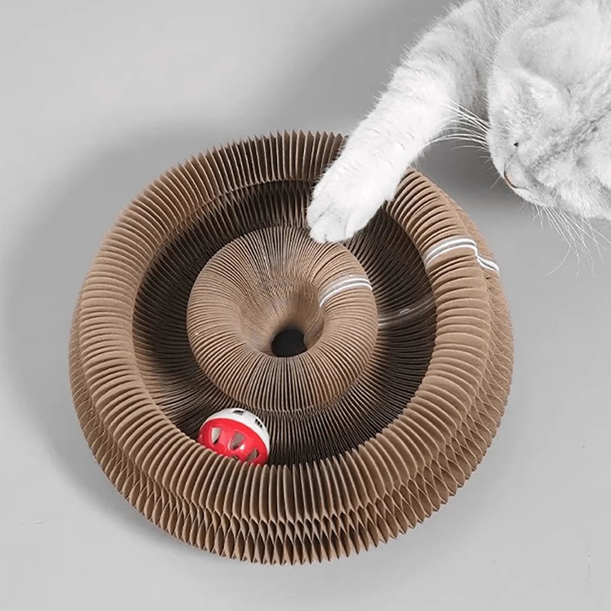 Faltbares Mehrstufiges Kratzbrett für Katze – Papp-Kratzspielzeug mit Glöckchen & Katzenminze für Kätzchen Kaufschwan®