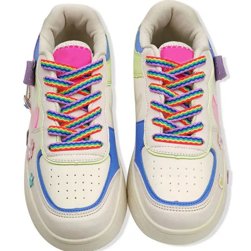 Regenbogen Farbverlauf Schnürsenkel – Bunte Flache Laces für Sneaker & Leinenschuhe | Modisches Accessoire für Low-Cut & High-Tops Kaufschwan®
