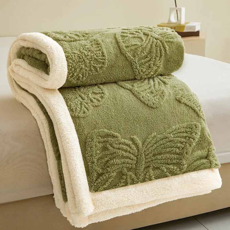 Schmetterlingsmuster Kuscheldecke – Vielseitige Ganzjahresdecke für Sofa & Bettwäsche Zuhause Kaufschwan® Grün 200x220cm