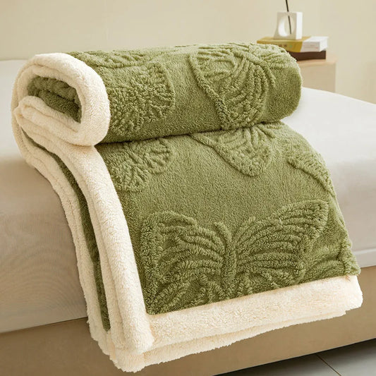 Schmetterlingsmuster Kuscheldecke – Vielseitige Ganzjahresdecke für Sofa & Bettwäsche Zuhause Kaufschwan® Grün 200x220cm