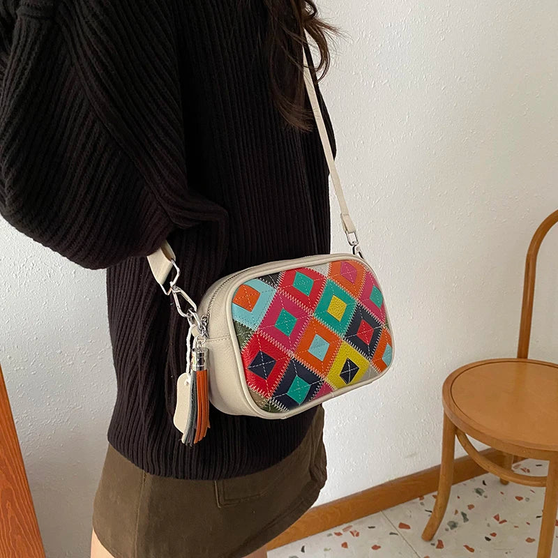 Kleine Bunte Ledertasche – Luxus Damen Handtasche, Crossbody & Schultertasche in Hochwertiger Verarbeitung Kaufschwan®