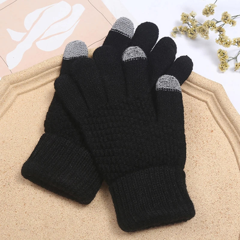 Winter Touchscreen Strickhandschuhe – Warme Unisex Vollfinger Handschuhe | Verdickte Strickhandschuhe aus Kunstwolle für Damen & Herren Kaufschwan®