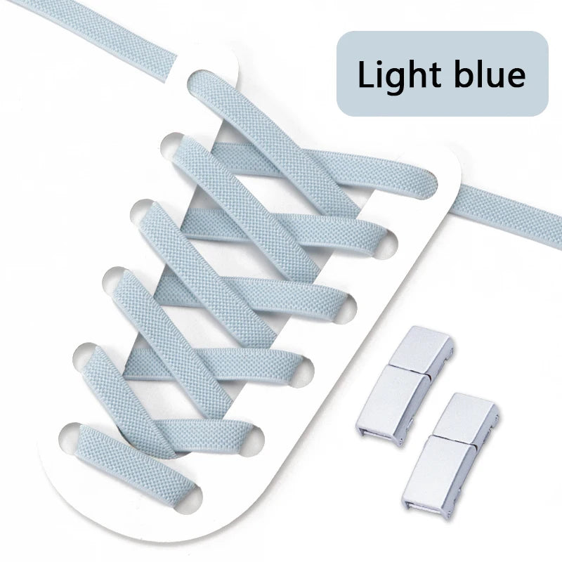 Magnetische Lock-Schnürsenkel – 8mm Breite Flache Elastische No-Tie Laces | Einfaches Schuhzubehör für Sneaker & Tennisschuhe Kaufschwan® Hellblau 100cm