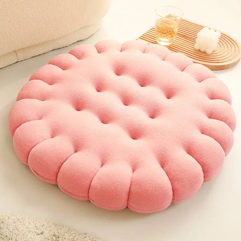 Keksförmiges Kissen | Plüschiges Flauschiges Stuhlkissen | Maschinenwaschbar | Studentenkissen | Wohnzimmerdekoration Kaufschwan® Rund Rosa 40x40cm
