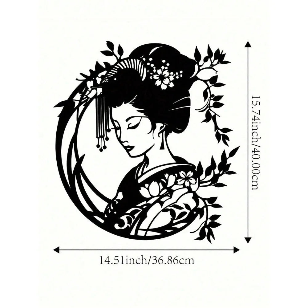 Vintage Japanische Geisha Metall Wandbild – Traditionelles Orientalisches Garten Schild Kaufschwan®