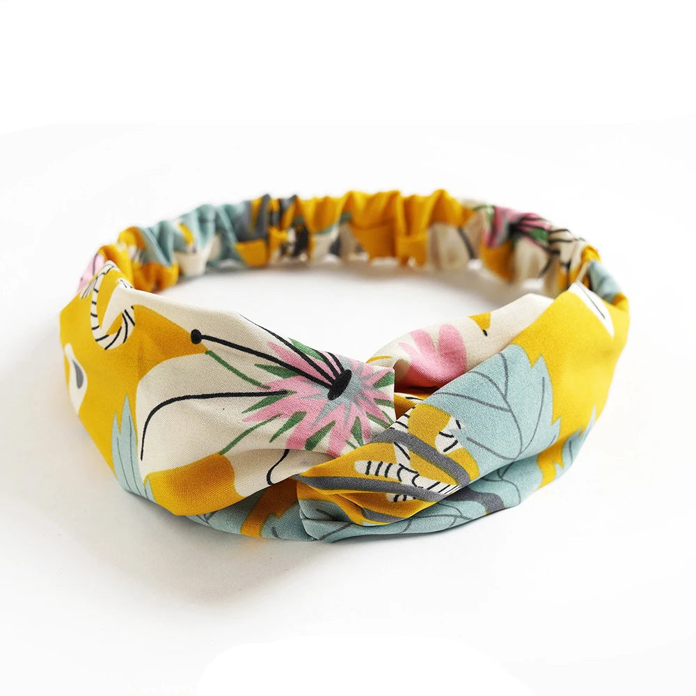 Haarreif mit Print – Vintage Sommer Turban-Haarband für Damen & Mädchen Kaufschwan® Gelb 2