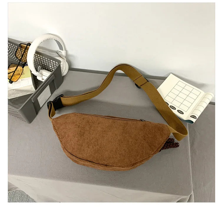 Damen Cord Gürteltasche – Große Kapazität Fanny Pack | Street Style Brusttasche, Modische Schulter- & Crossbody Hüfttasche Kaufschwan®