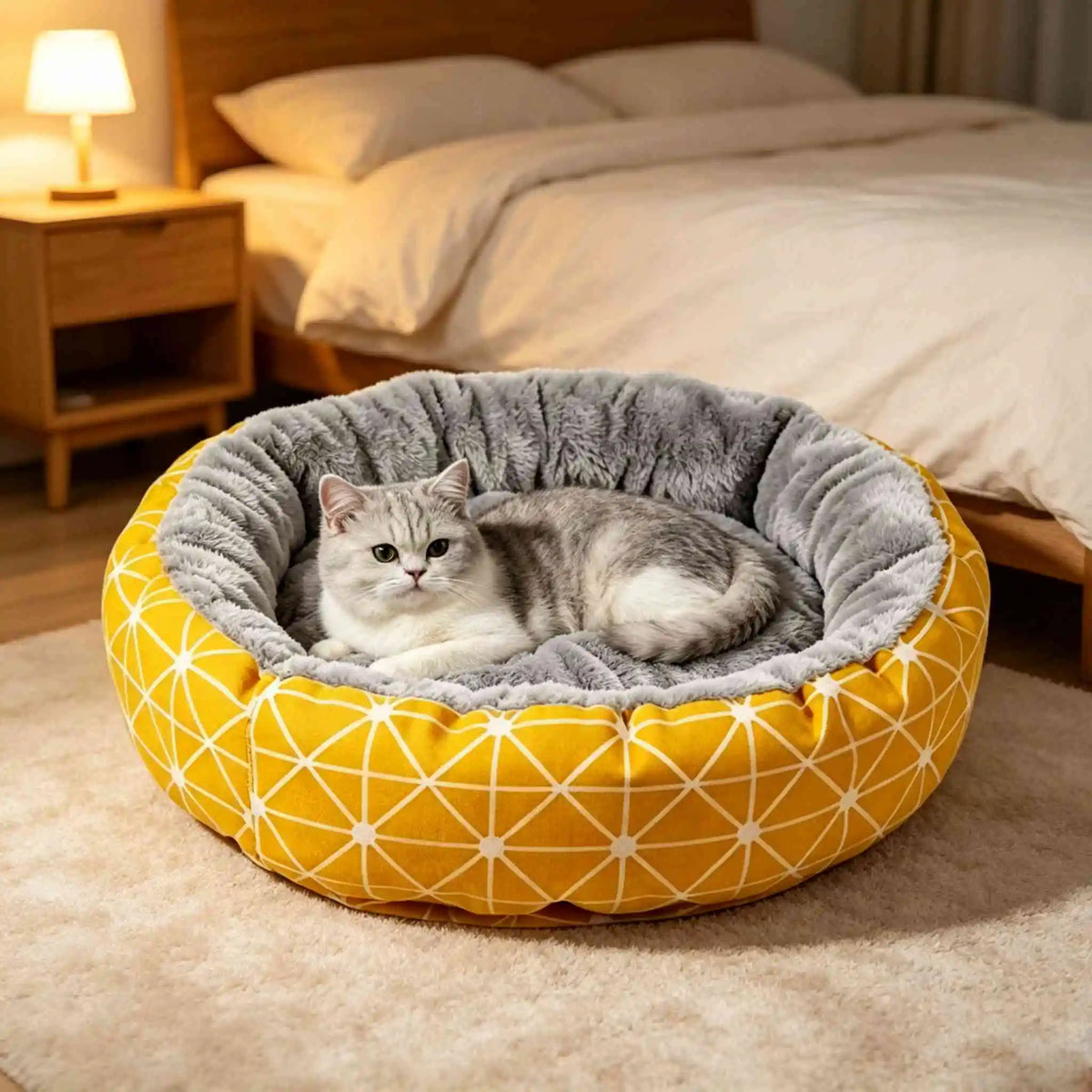 Rundes Katzennest für Katze – Niedliche Warme Schlafmatte & Kuscheliges Katzenbett Kaufschwan®