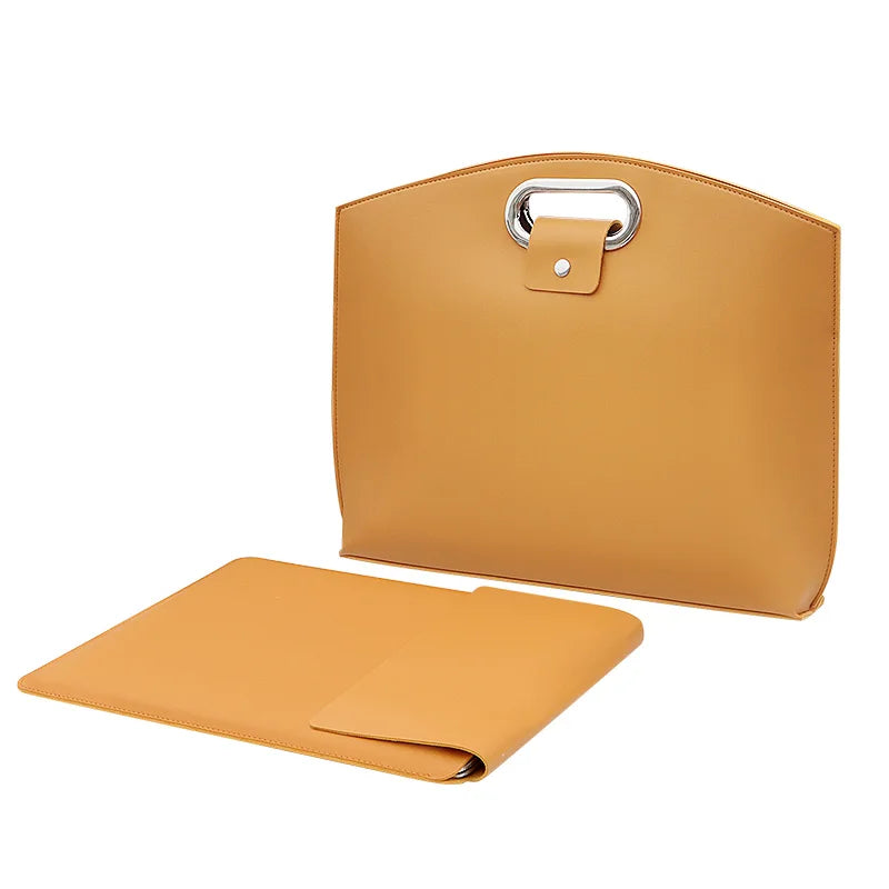 Luxuriöse Business Laptop Tasche – Wasserdichte Computer Aktentasche, Dokumenten-Handtasche & Elegante Tragetasche für Damen & Herren Kaufschwan® Ingwergelb 13-15 Zoll
