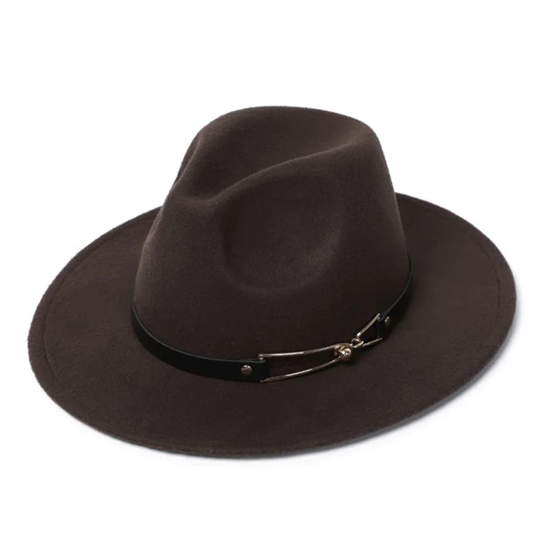 Winter Filz Fedora Hut – Herren Imitationswolle Kirchenhut, Herbst Mode Breiter Zylinderhut, Damen Filzhut Kaufschwan® Braun