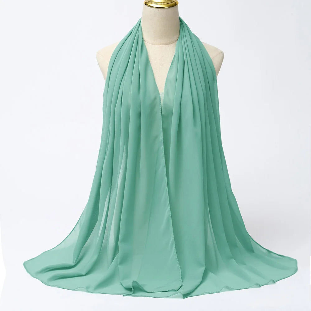 Muslimischer Chiffon Hijab Schal – Damen Langer Einfarbiger Kopf Schal | Eleganter Jersey Schleier & Modisches Umschlagtuch