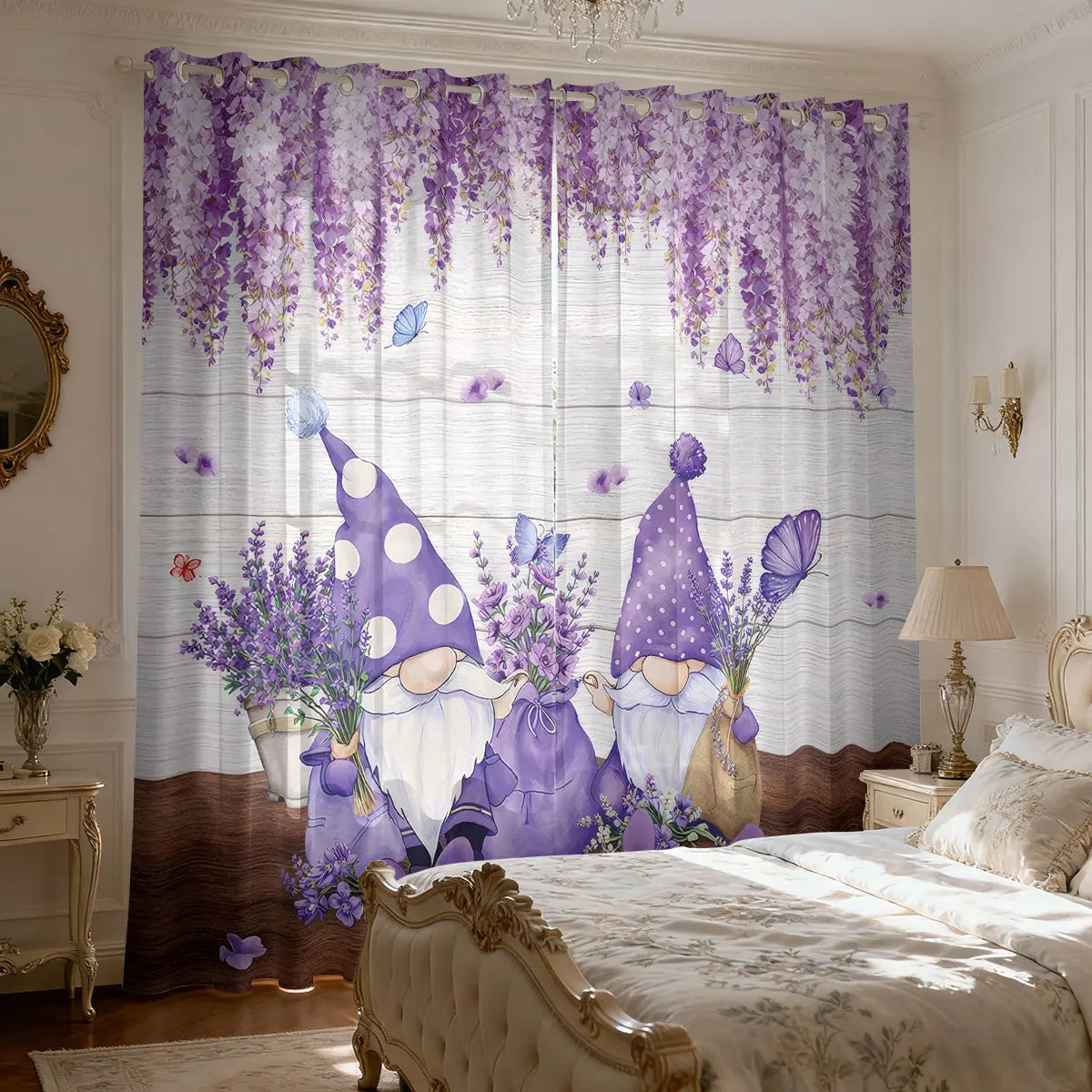 Lavendel Blumen Print Vorhang Isoliert für Wohnzimmer Schlafzimmer Dekoration 2 Stück/Set Kaufschwan®