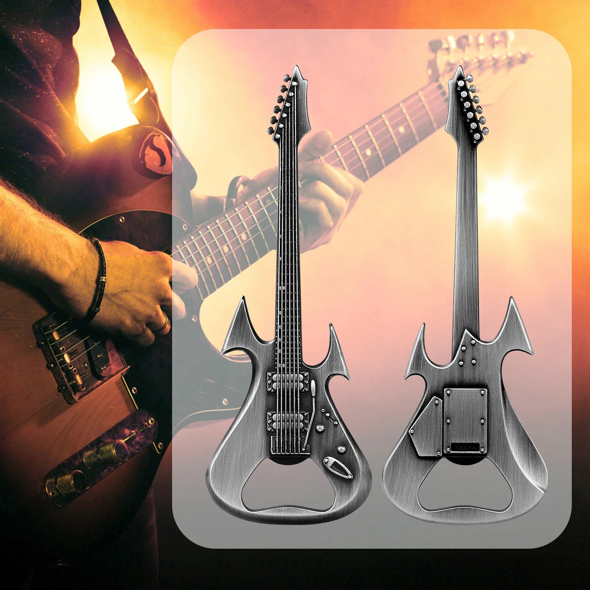 Gitarren Flaschenöffner aus Metall – Bronze/Grau Geschenk für Musikliebhaber Kaufschwan®