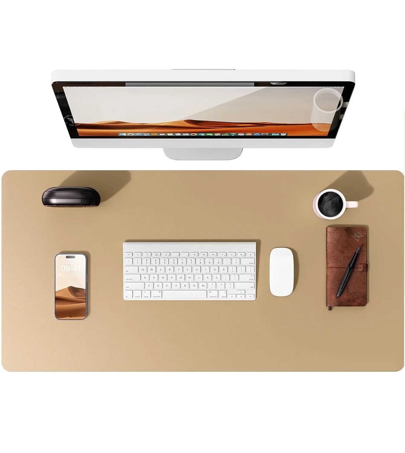 Große PU Leder Schreibtischunterlage – Rutschfeste Office Tischmatte und Laptop Schutzauflage Kaufschwan® Latte 60x35 cm