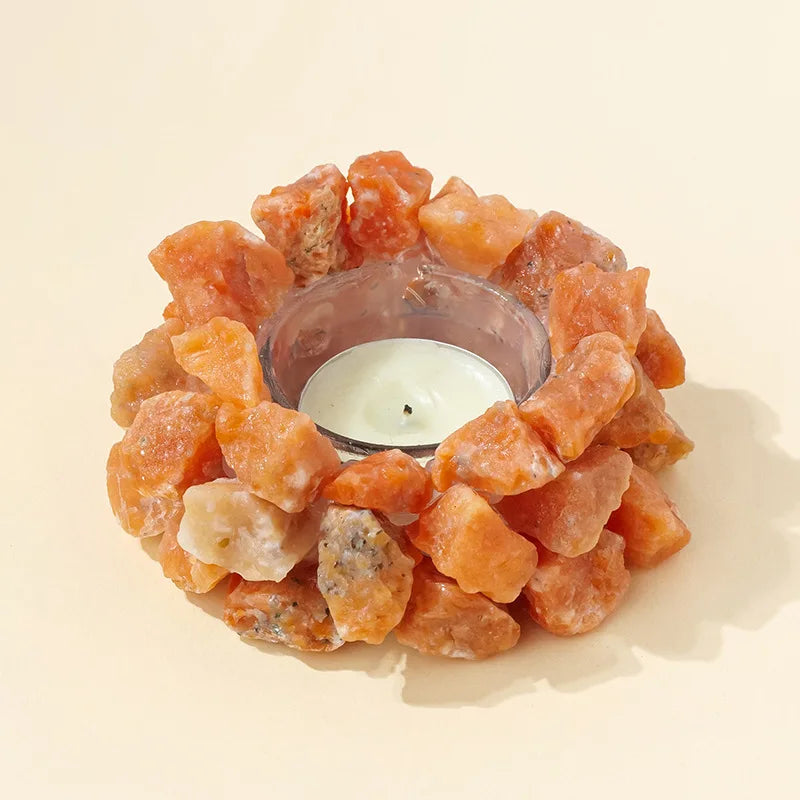 Natürlicher Kristall Rohstein Kerzenhalter – Amethyst, Citrin & Rosenquarz Aromatherapie Stein für Weihnachten & Wohndekoration Kaufschwan® Design 3