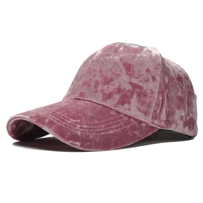 Neue Gold Velvet Baseballkappe | Unisex Herbst & Winter Fashion Hut | Lässiger Gebogener Schirm Hip-Hop Cap Kaufschwan® Rosa adjustable