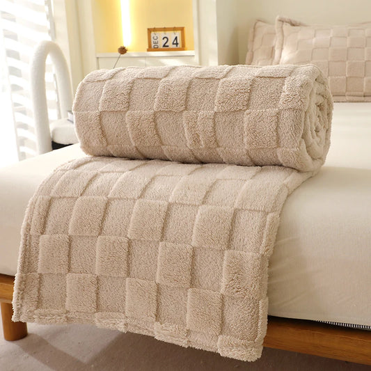 Karierte Weiche Taffeta Fleece Decke – Flauschiger Einfarbiger Bettbezug & Überwurf für Sofa, Bett, Erwachsene, Kinder & Haustiere Kaufschwan®