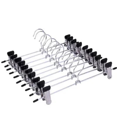 Edelstahl Kleiderbügel mit Hosenclips – Robuste Bügel für Röcke, Hosen und Kleidung Kaufschwan® Simple 10 Stück