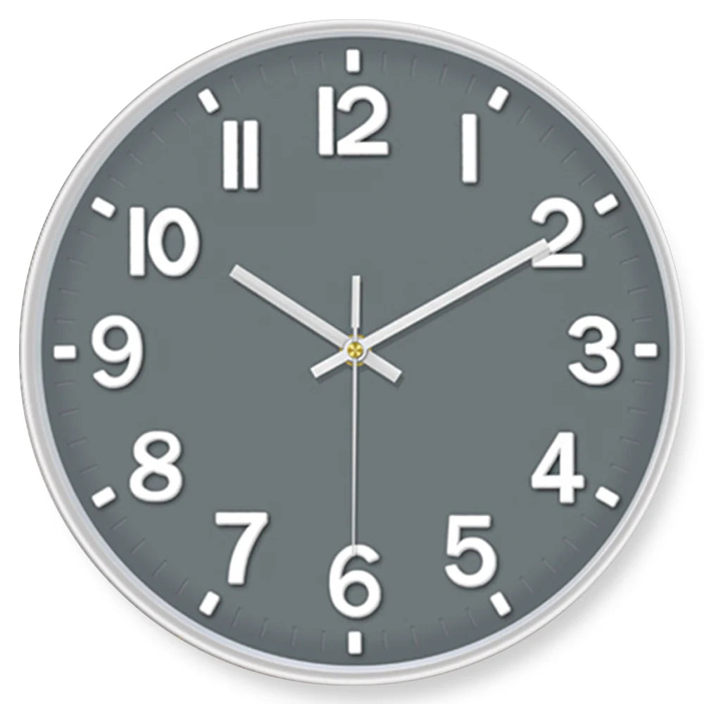3D Zahlen Quarz Wanduhr – Leise Moderne Deko Uhr Kaufschwan® Grau 8 Zoll