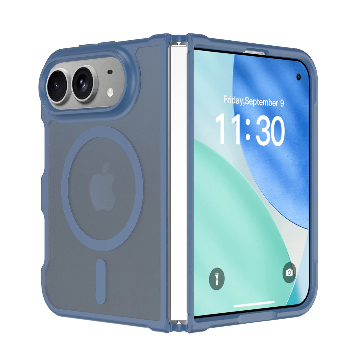 Luxuriöse Matte Magnetische Schutzhülle für iPhone Duo – MagSafe-Kompatible Durchscheinende Hülle mit Stoßschutz und Weicher Oberfläche Kaufschwan® Blau iPhone Duo