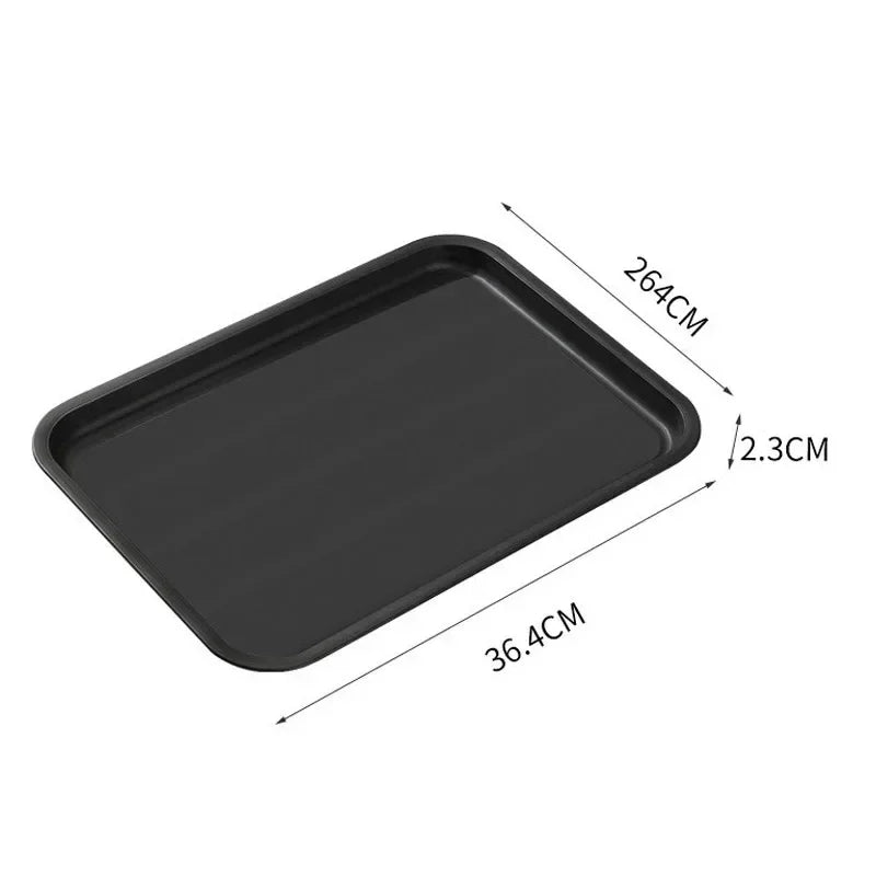 Schwerlast Schwarzes Rechteckiges Serviertablett – Rutschfeste Oberfläche, Gewerbequalität für Restaurants, Hotels, Cafés & Fast Food Kaufschwan® L