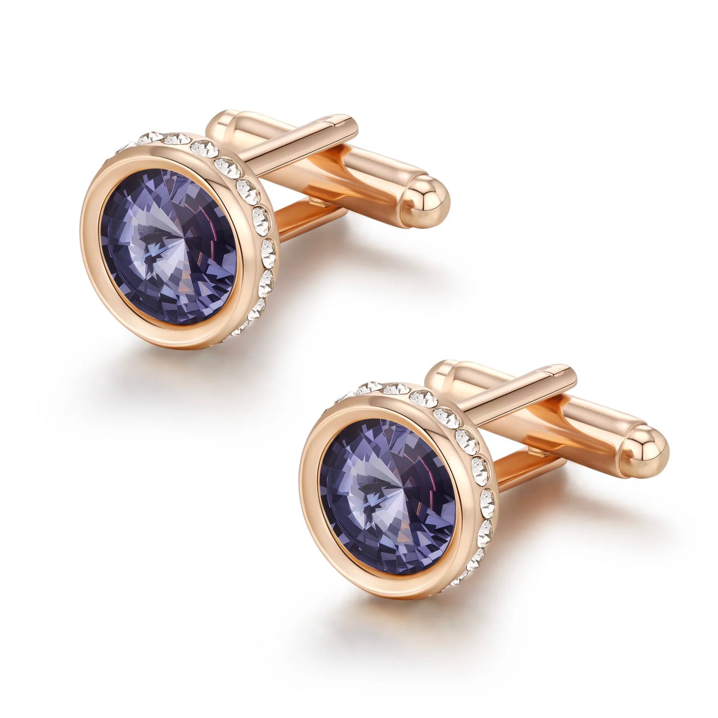 Herren Manschettenknöpfe mit Kristall – Elegante Manschetten für Hochzeit, Business & Anlassmode | Edles Geschenk für Bräutigam oder Vater Kaufschwan® Lila