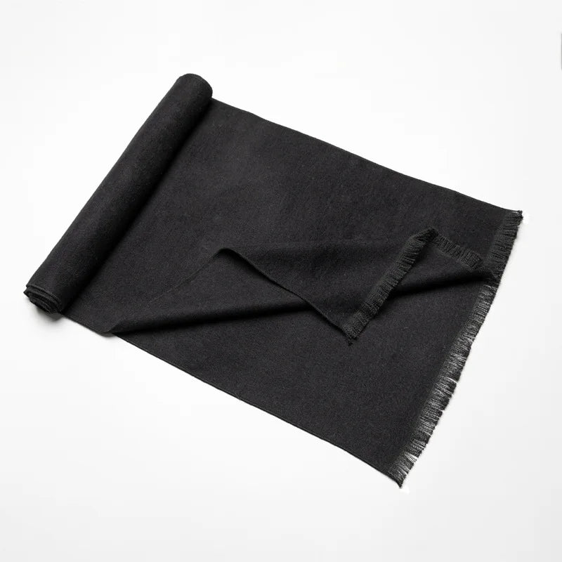 Einfarbiger Kaschmir-Imitat Schal für Herren | Winter Warmer Hals- und Nackenschal | Klassischer Schal – Navy & Schwarz Kaufschwan®