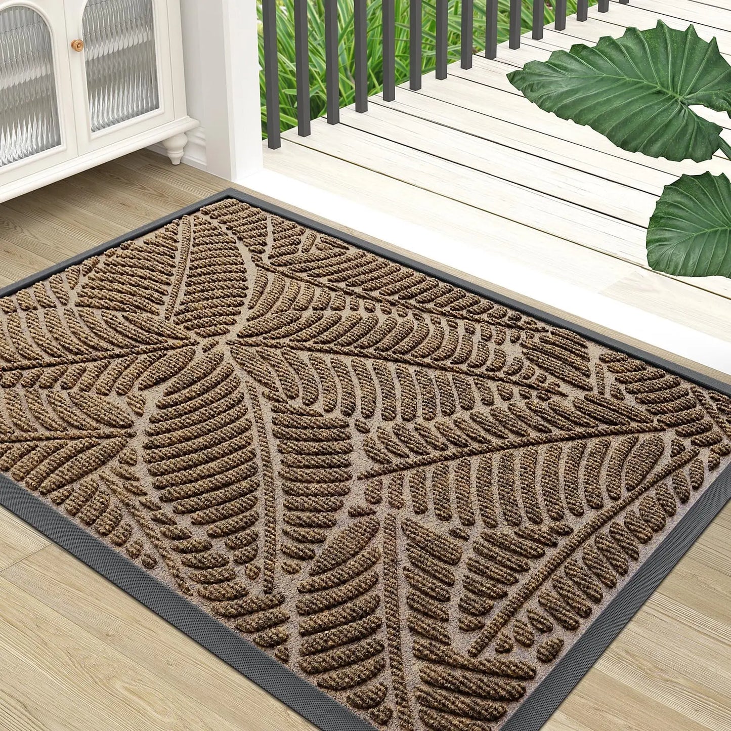 Strapazierfähige Gummi-Eingangsmatte – Schmutzfangend, Rutschfest, Wasserdicht & Pflegeleicht für Garten und Zuhause Kaufschwan® Braun 43.3x75cm