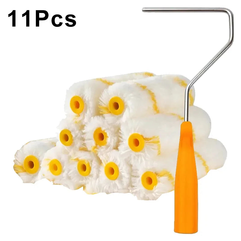 Farbroller Bürsten Set mit Dichter Borste – Latex Malerwerkzeug für Hausflächen Kaufschwan® 11 Stück