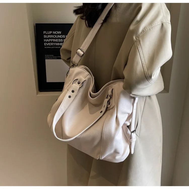 Damen Schultertasche – Hochwertige Kunstleder Handtasche mit Kontrastfarben | Weiches Innenfach & Reißverschluss