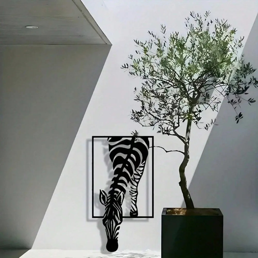 Minimalistisches Metall Zebra Wandbild – Landhaus Elegantes Dekoschild Kaufschwan®