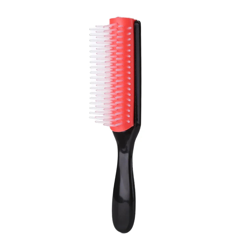 9-Reihen Styling Haarbürste – Entwirrungskamm für Glattes & Lockiges Haar | Kopfhaut-Massagebürste für Echthaar-Perücken