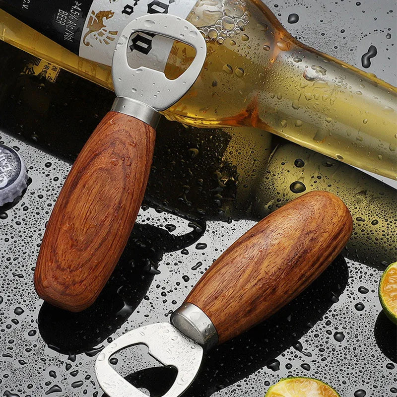 Edelstahl Flaschenöffner – Bartender Werkzeug mit Holzgriff Kaufschwan®