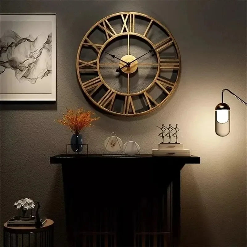 3D Römische Zahlen Metall Wanduhr – Leise Nordische Retro Deko Uhr Kaufschwan®