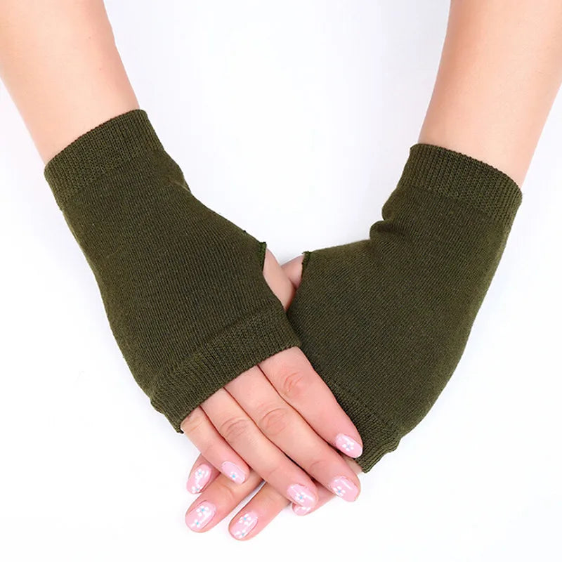 Damen Stylische Handwärmer – Fingerlose Strickhandschuhe | Winter Armwärmer mit Zopfmuster aus Kunstwolle Kaufschwan® Grün