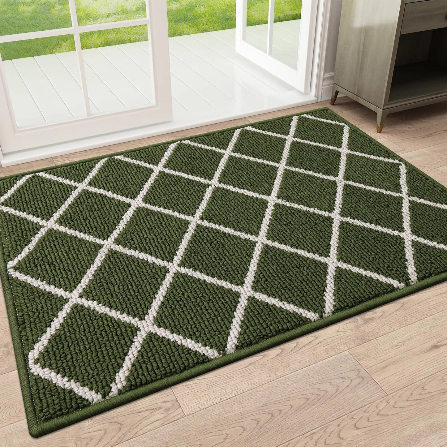 Karierte Eingangsmatte – Rutschfeste, Schmutzabweisende Fußmatte für Innenbereiche, Küche, Schlafzimmer & Flur Kaufschwan® Grün 2 120X180cm