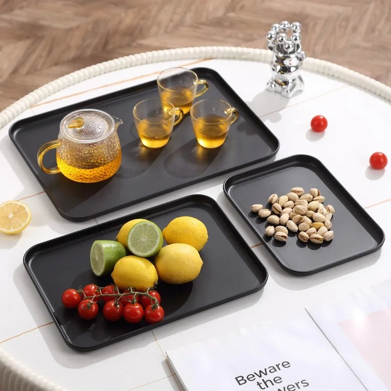 Schwerlast Schwarzes Rechteckiges Serviertablett – Rutschfeste Oberfläche, Gewerbequalität für Restaurants, Hotels, Cafés & Fast Food Kaufschwan®