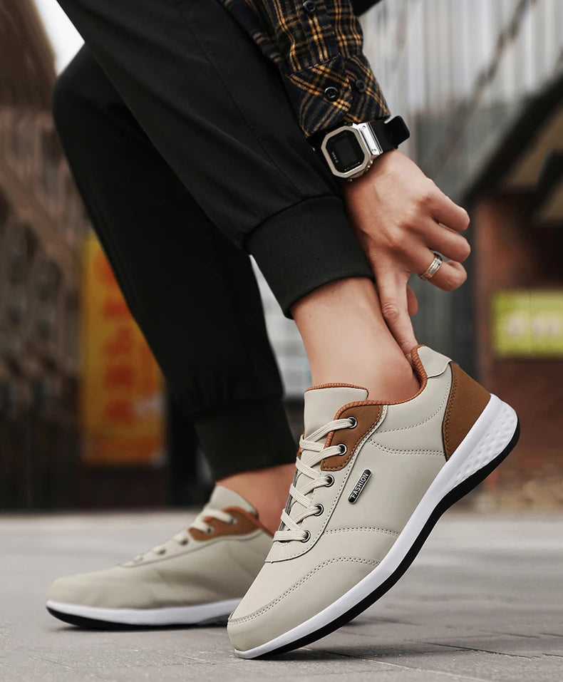 Herren Ledersneaker – Trendige Sportschuhe | Atmungsaktive & Rutschfeste Freizeitschuhe für Reisen & Alltag Kaufschwan®