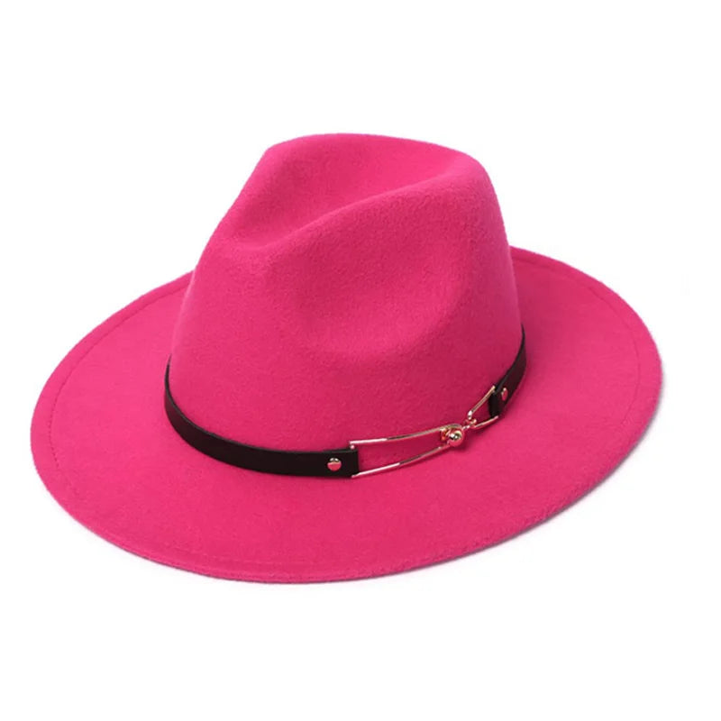 Winter Filz Fedora Hut – Herren Imitationswolle Kirchenhut, Herbst Mode Breiter Zylinderhut, Damen Filzhut Kaufschwan® Rosenrot