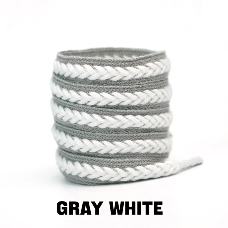 Flache Baumwoll-Schnürsenkel – 1,5cm Breite Premium Laces für Sneaker & Freizeitschuhe | 100/120/140/160cm Seil-Design, 1 Paar