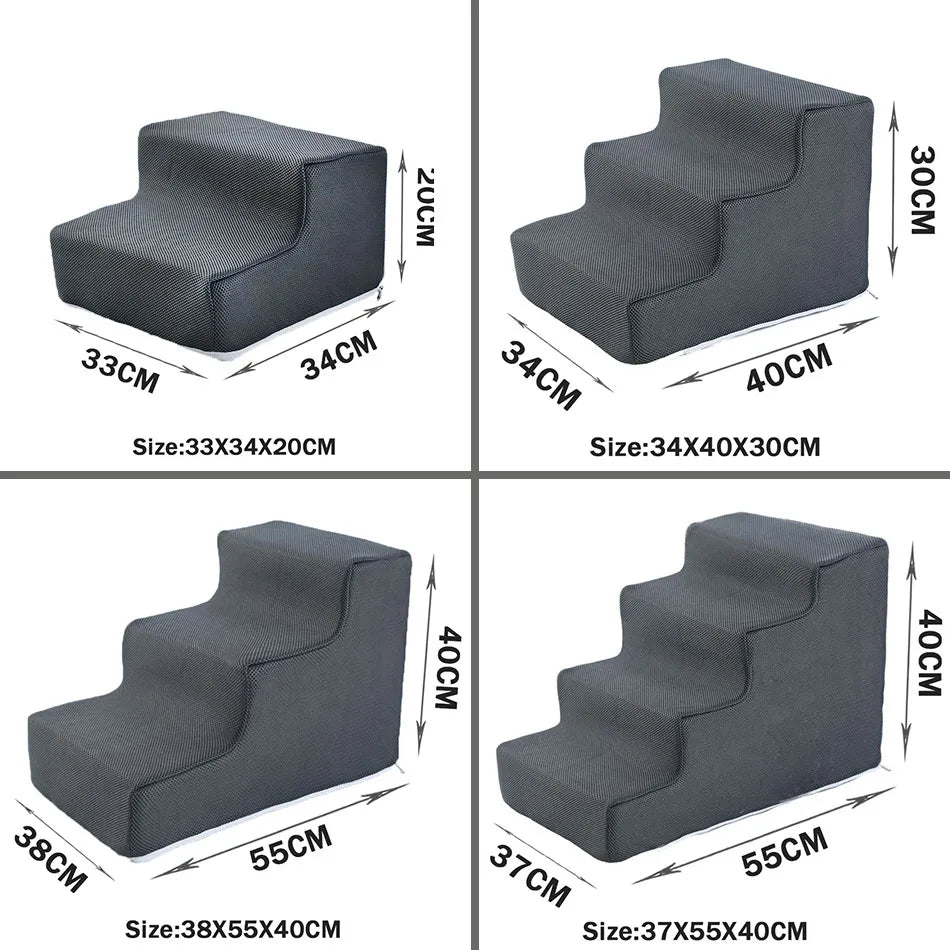 3-Stufen Haustiertreppe – Rutschfeste Abnehmbare Hunde- & Katzenleiter für Bett und Sofa Kaufschwan® Dunkelgrau 2 Stufen (33X34X20CM)